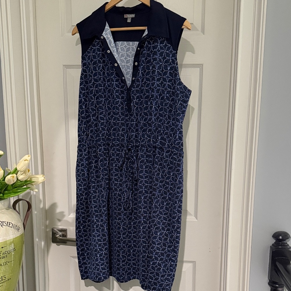 Talbots- sporty Navy Blue Patterned Women's Dress